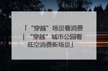 “穿越”场景看消费｜“穿越”城市公园看低空消费新场景