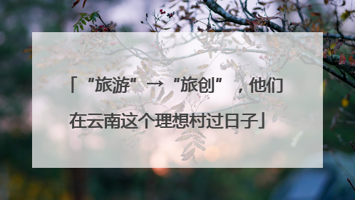 “旅游”→“旅创”，他们在云南这个理想村过日子