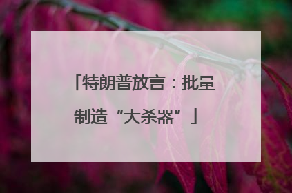 特朗普放言：批量制造“大杀器”