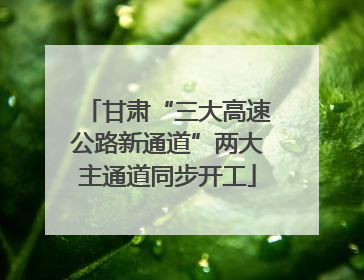 甘肃“三大高速公路新通道”两大主通道同步开工