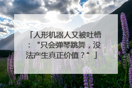 人形机器人又被吐槽：“只会弹琴跳舞，没法产生真正价值？”