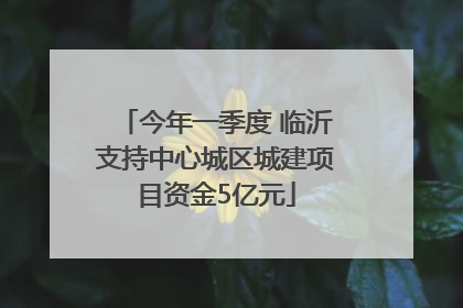 今年一季度 临沂支持中心城区城建项目资金5亿元