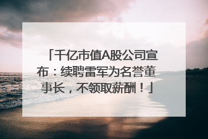 千亿市值A股公司宣布：续聘雷军为名誉董事长，不领取薪酬！