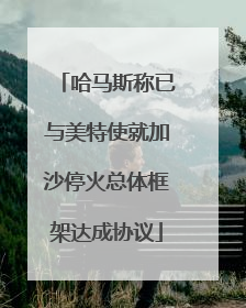哈马斯称已与美特使就加沙停火总体框架达成协议