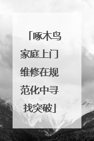 啄木鸟家庭上门维修在规范化中寻找突破