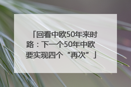 回看中欧50年来时路：下一个50年中欧要实现四个“再次”