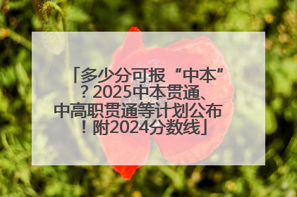 多少分可报“中本”？2025中本贯通、中高职贯通等计划公布！附2024分数线