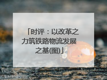 时评：以改革之力筑铁路物流发展之基(图)