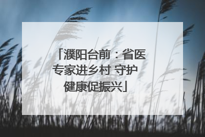 濮阳台前：省医专家进乡村 守护健康促振兴