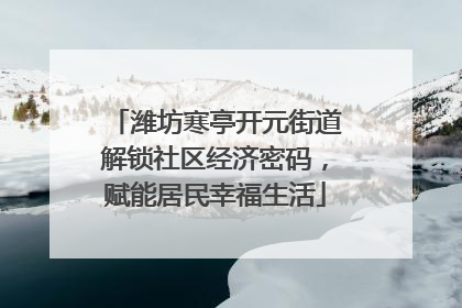 潍坊寒亭开元街道解锁社区经济密码，赋能居民幸福生活