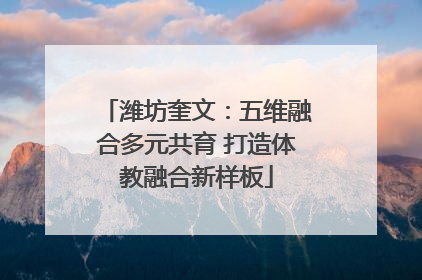潍坊奎文：五维融合多元共育 打造体教融合新样板