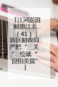 江河澎湃 财惠江北（41）｜新区财政局严把“三关” 绘就“良田美景”
