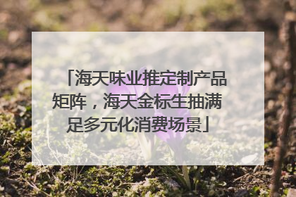 海天味业推定制产品矩阵，海天金标生抽满足多元化消费场景