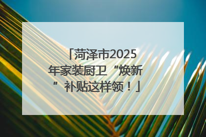 菏泽市2025年家装厨卫“焕新”补贴这样领！