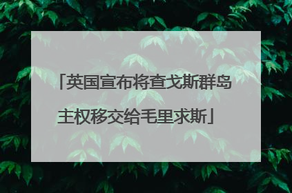 英国宣布将查戈斯群岛主权移交给毛里求斯
