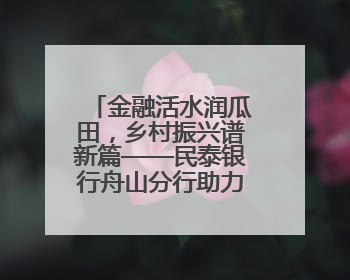 金融活水润瓜田，乡村振兴谱新篇——民泰银行舟山分行助力朱家尖西瓜甜蜜升级