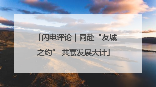 闪电评论｜同赴“友城之约” 共襄发展大计
