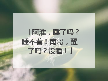 阿淮，睡了吗？睡不着！南哥，醒了吗？没睡！