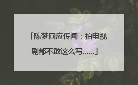 陈梦回应传闻：拍电视剧都不敢这么写……