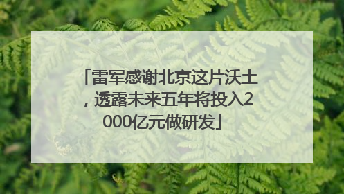 雷军感谢北京这片沃土，透露未来五年将投入2000亿元做研发