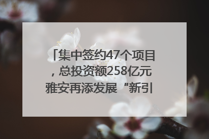 集中签约47个项目，总投资额258亿元 雅安再添发展“新引擎”｜数读西投