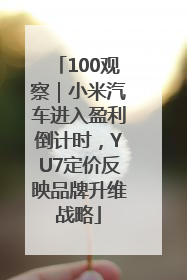 100观察｜小米汽车进入盈利倒计时，YU7定价反映品牌升维战略