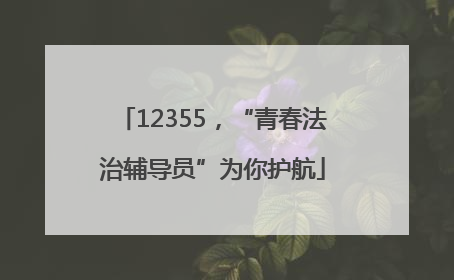 12355，“青春法治辅导员”为你护航