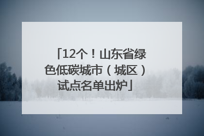 12个！山东省绿色低碳城市（城区）试点名单出炉